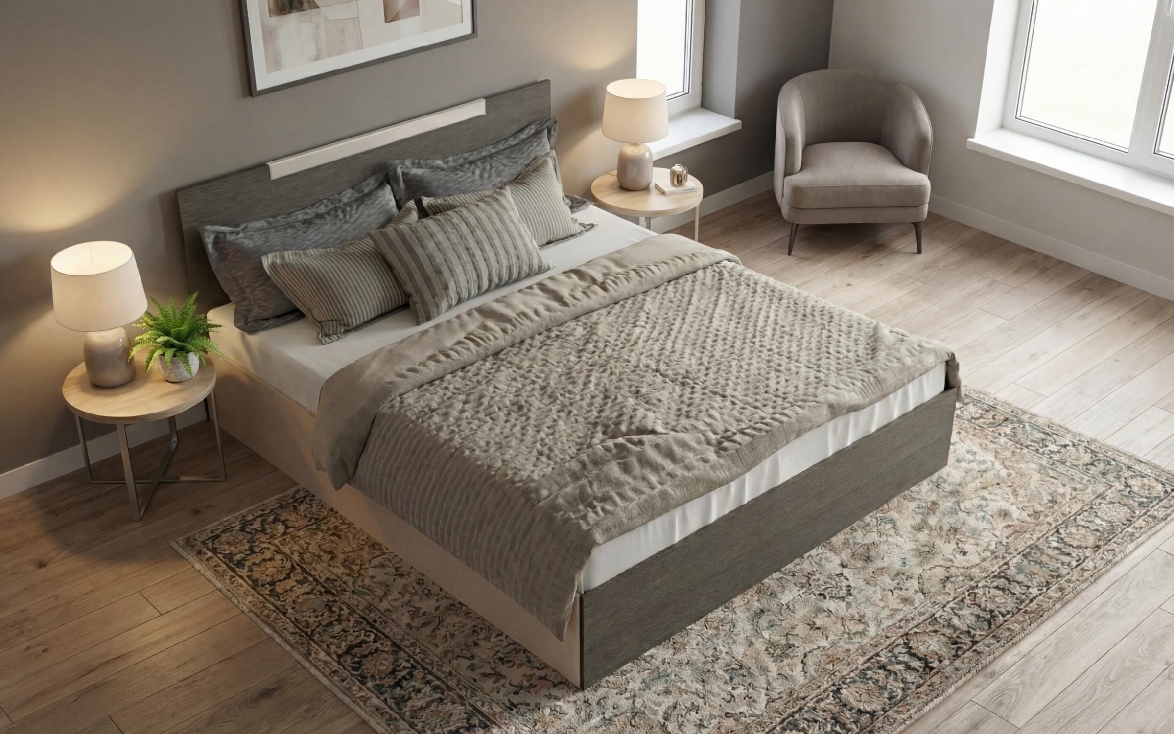 Double bed for mattress 160/200 Chaterina, cashmere + Anthracite oak  6